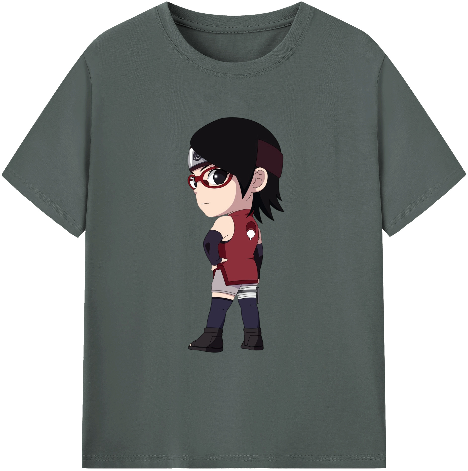 （画像用） NARUTO -ナルト- うちは サラダ Uchiha Sarada 綿100％ メンズ半袖Tシャツ｜肌触りやわらか＆通気性